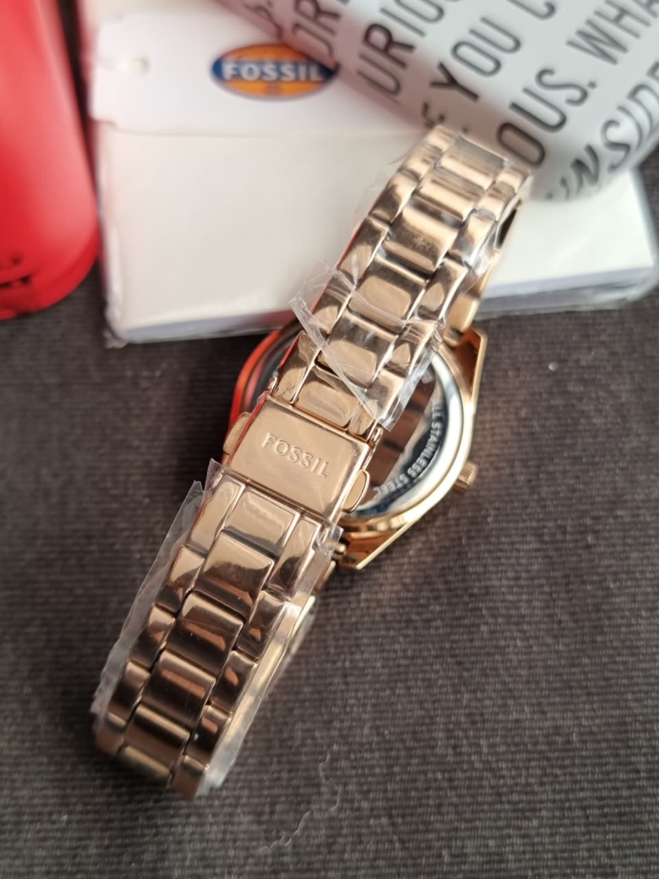 FOSSIL Scarlette Crystal Rose Dial Ladies Watch ES4318