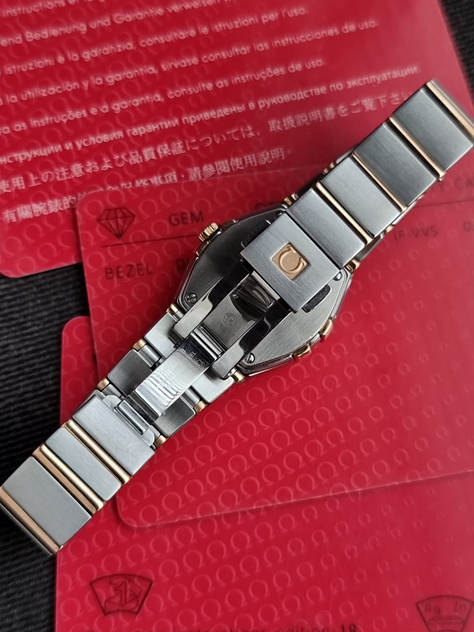 Omega Constellation 24mm Diamond Bezel White Mother-of-Pearl Dial Two-Tone Ladies Quartz Watch 123.25.24.60.05.002