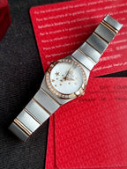 Omega Constellation 24mm Diamond Bezel White Mother-of-Pearl Dial Two-Tone Ladies Quartz Watch 123.25.24.60.05.002
