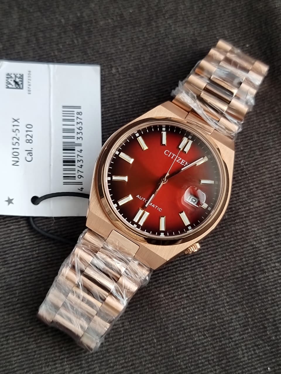 Citizen Tsuyosa Automatic Red Dial Rose Gold Stainless Steel Men's Watch NJ0153-82X