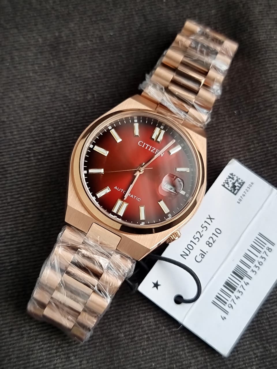 Citizen Tsuyosa Automatic Red Dial Rose Gold Stainless Steel Men's Watch NJ0153-82X