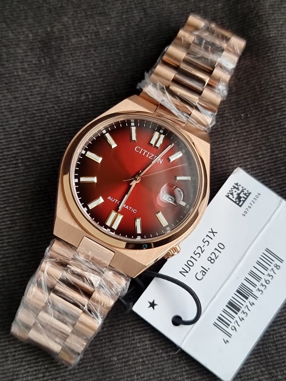 Citizen Tsuyosa Automatic Red Dial Rose Gold Stainless Steel Men's Watch NJ0153-82X