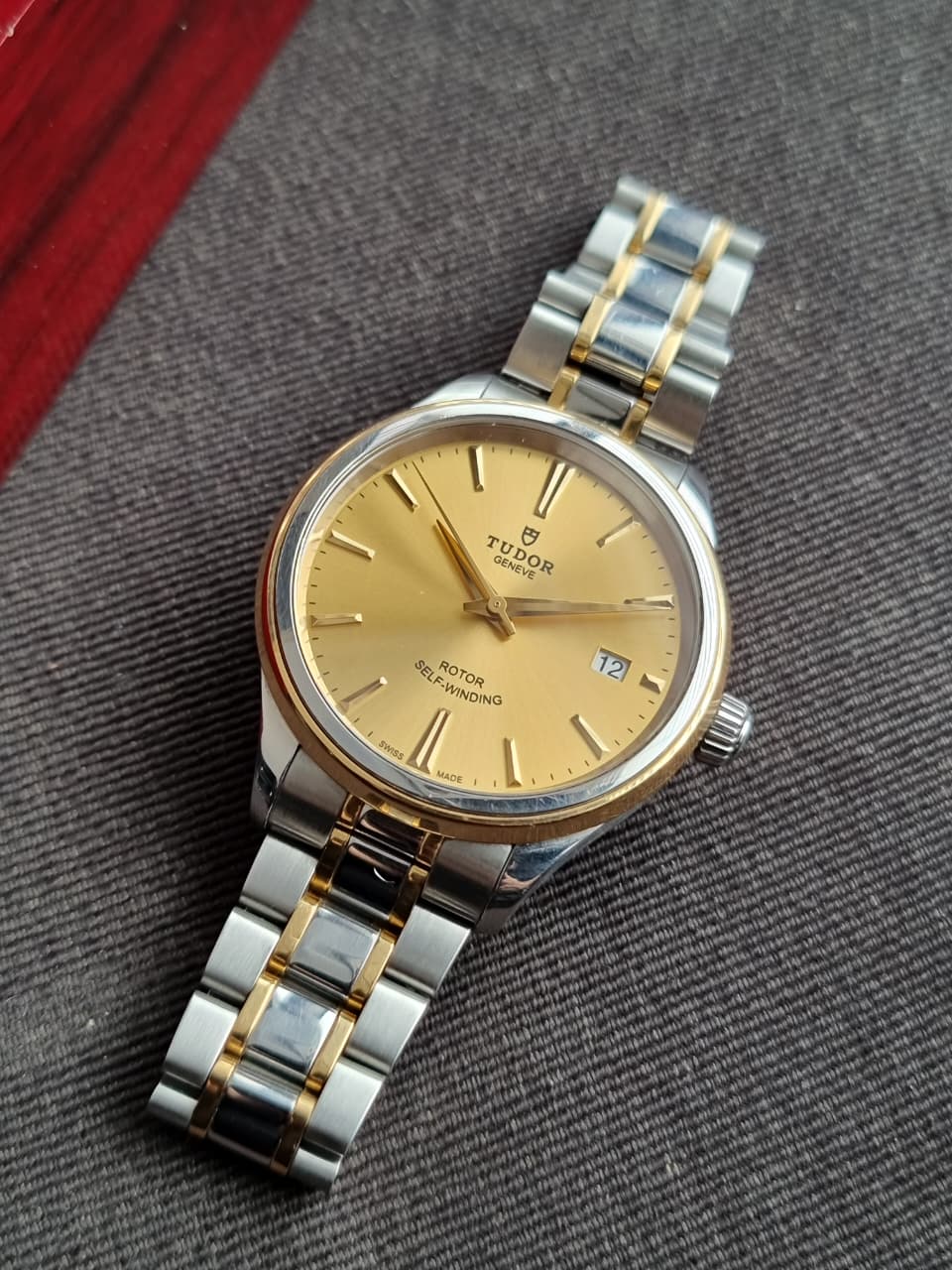 Tudor Style Automatic Champagne Dial Two-Tone Stainless Steel & Yellow Gold Unisex Watch M12303-0001