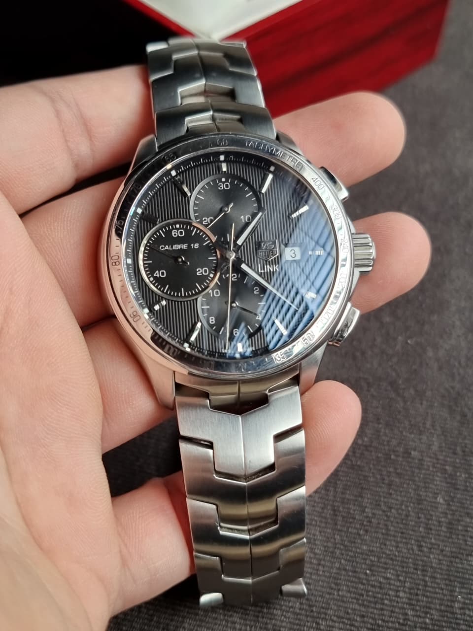 TAG Heuer Link Calibre 16 Automatic Chronograph Black Dial Stainless Steel Men's Watch CAT2010.BA0952
