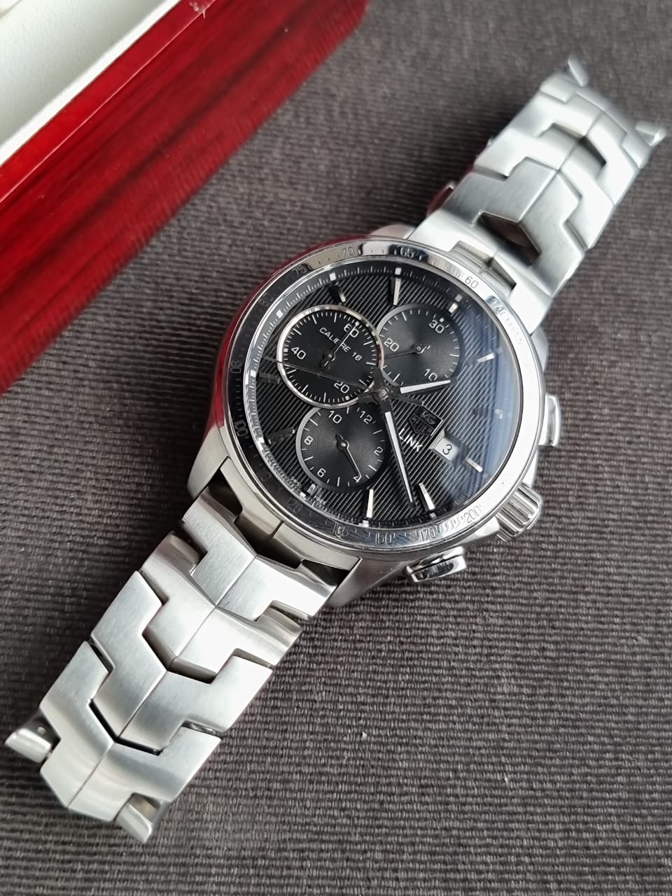 TAG Heuer Link Calibre 16 Automatic Chronograph Black Dial Stainless Steel Men's Watch CAT2010.BA0952