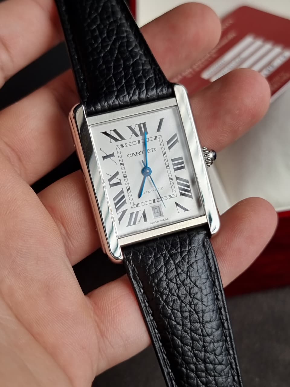 Cartier Tank Solo XL Automatic Silver Dial Stainless Steel Men's Watch W5200027