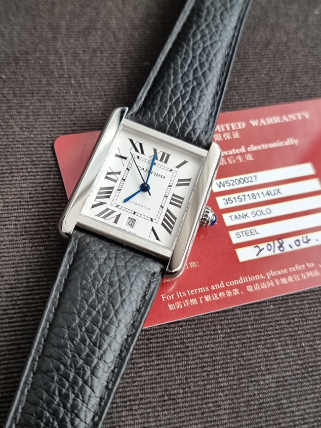 Cartier Tank Solo XL Automatic Silver Dial Stainless Steel Men's Watch W5200027 Hover Image