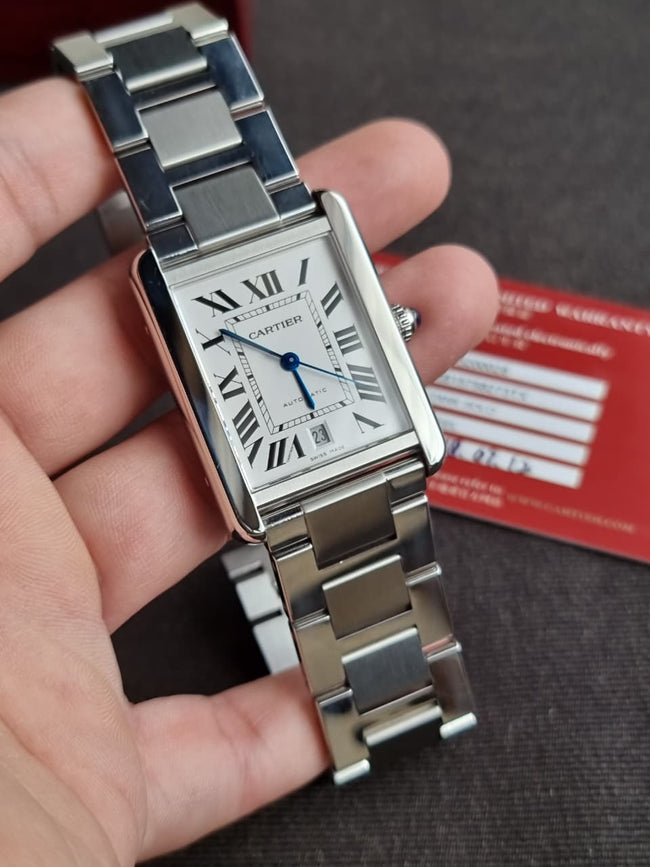 Cartier Tank Solo XL Automatic Silver Dial Stainless Steel Men's Watch W5200028 Hover Image