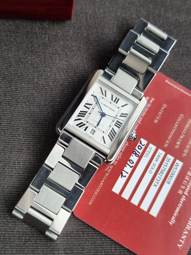 Cartier Tank Solo XL Automatic Silver Dial Stainless Steel Men's Watch W5200028 Main Image