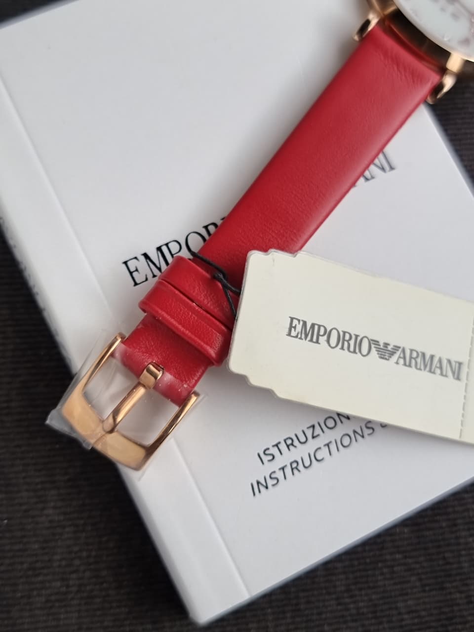 Emporio Armani Gianni T-Bar Mother of Pearl Dial Rose Gold Ladies Quartz Watch AR11281