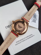 Emporio Armani Gianni T-Bar Mother of Pearl Dial Rose Gold Ladies Quartz Watch AR11281