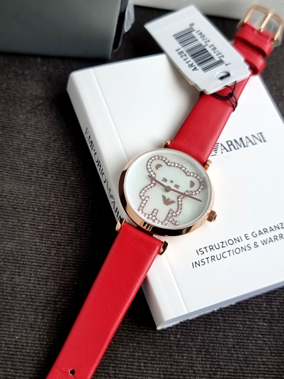 Emporio Armani Gianni T-Bar Mother of Pearl Dial Rose Gold Ladies Quartz Watch AR11281