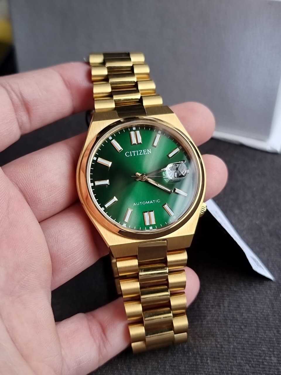 Citizen Tsuyosa 40mm Green Dial Gold Tone Stainless Steel Automatic Men's Watch NJ0152-51X
