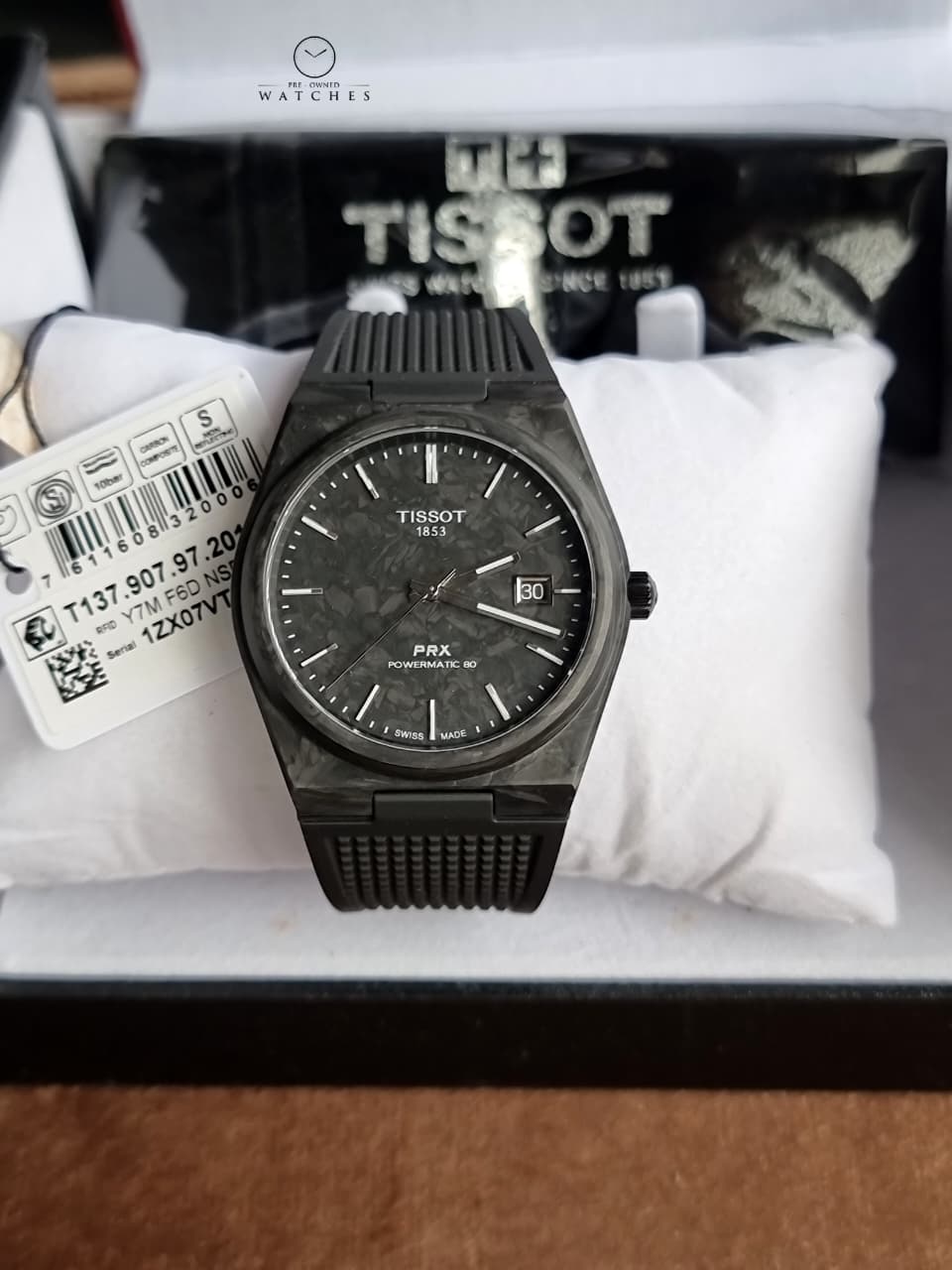 Tissot PRX Powermatic 80 Forged Carbon Black Carbon Dial Automatic Men's Watch T137.907.97.201.00
