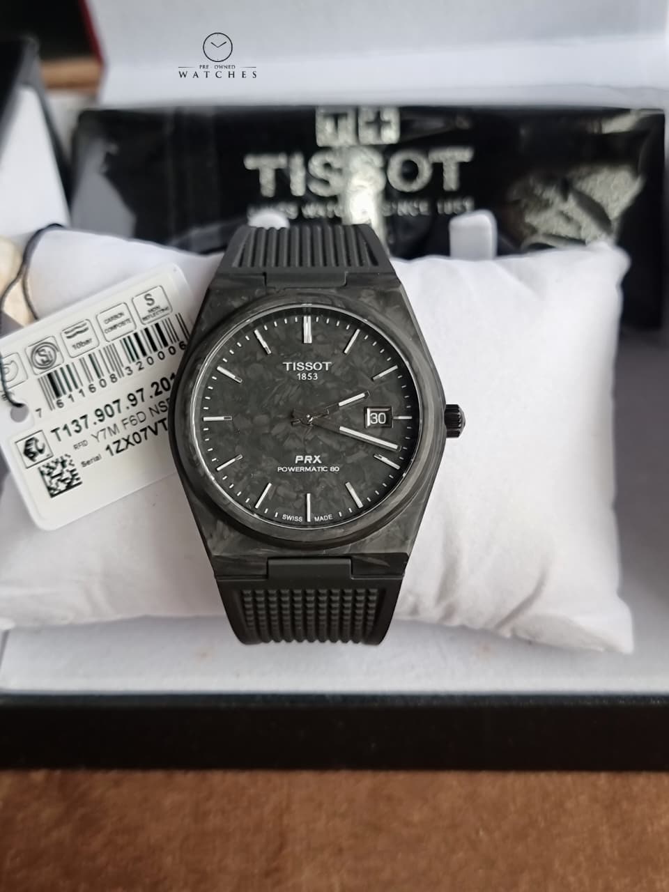 Tissot PRX Powermatic 80 Forged Carbon Black Carbon Dial Automatic Men's Watch T137.907.97.201.00