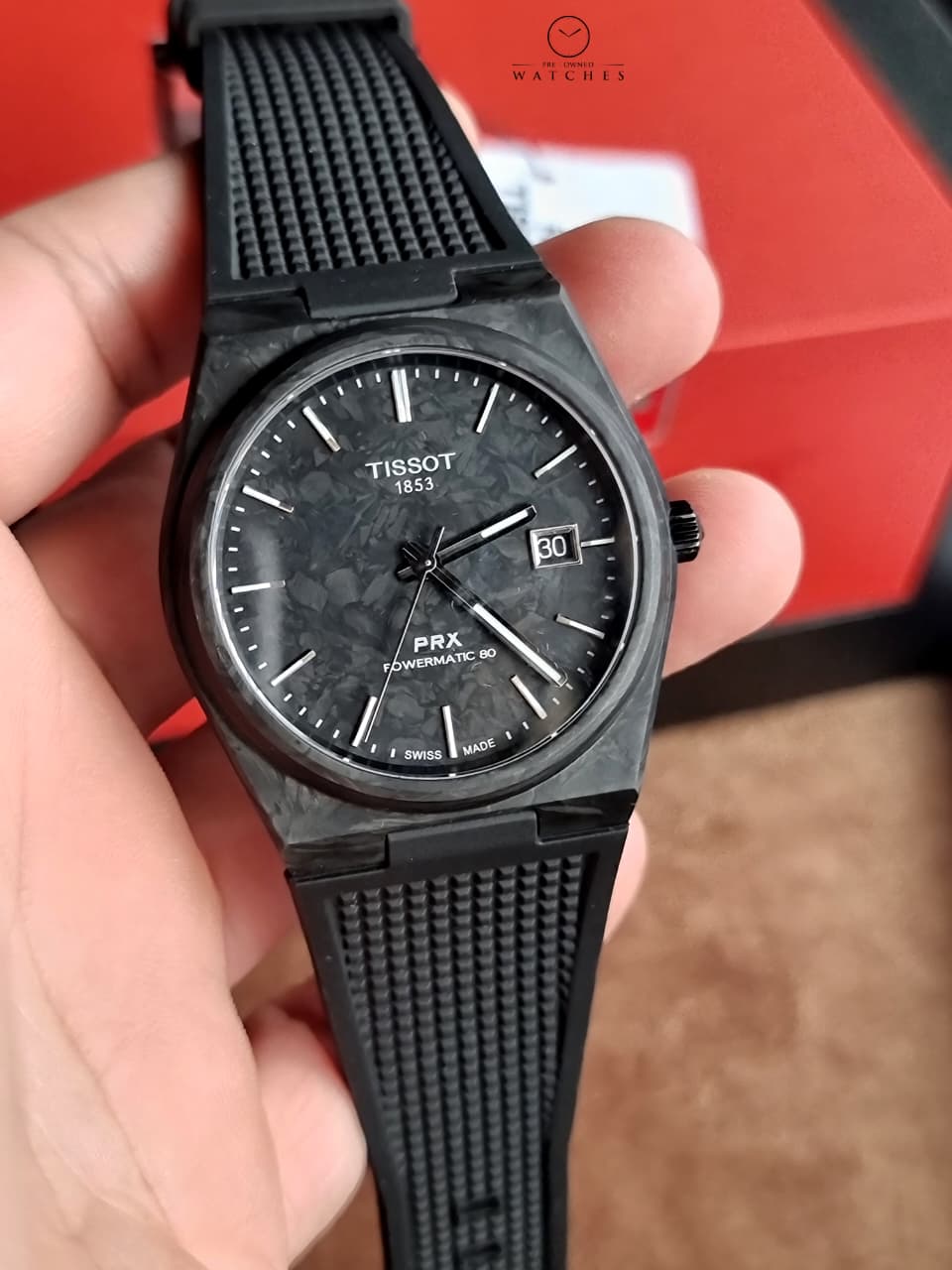 Tissot PRX Powermatic 80 Forged Carbon Black Carbon Dial Automatic Men's Watch T137.907.97.201.00