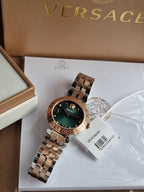 Versace Daphnis Two-Tone Stainless Steel Green Dial Women's Quartz Watch VEOCA0224