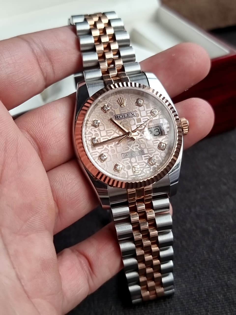 Rolex Datejust 36 Silver Jubilee Diamond Dial Two-Tone Everose Gold & Stainless Steel Automatic Men's Watch 116231