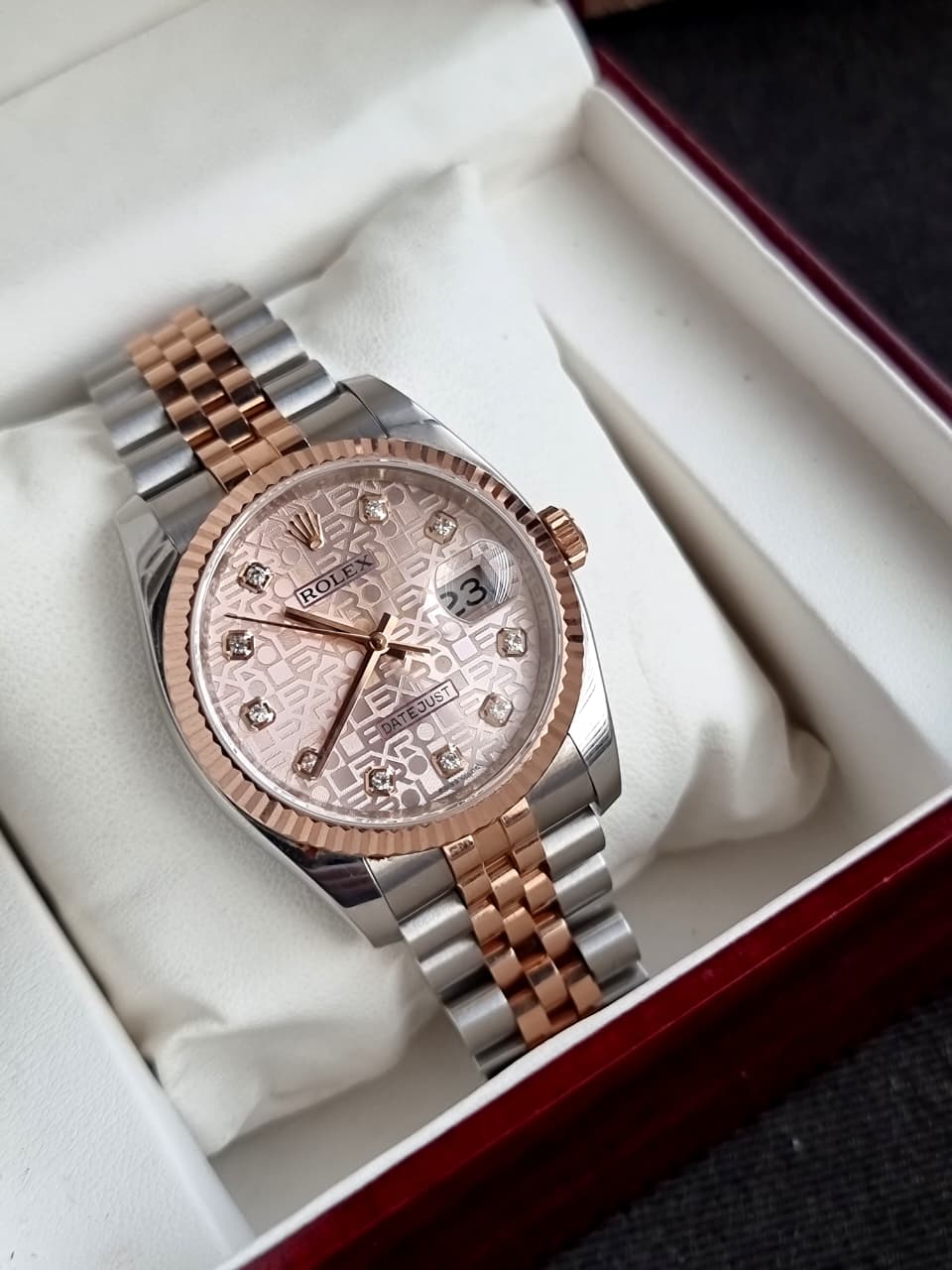 Rolex Datejust 36 Silver Jubilee Diamond Dial Two-Tone Everose Gold & Stainless Steel Automatic Men's Watch 116231