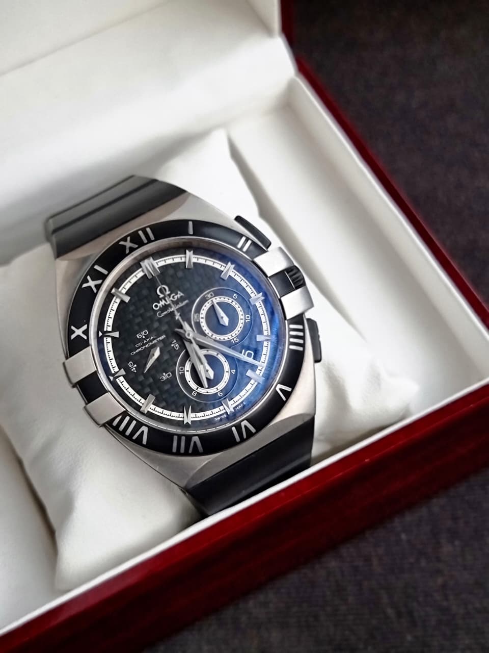 Omega Constellation Double Eagle Mission Hills 41mm Black Carbon Dial Titanium Automatic Chronograph Men's Watch 121.92.41.50.01.001