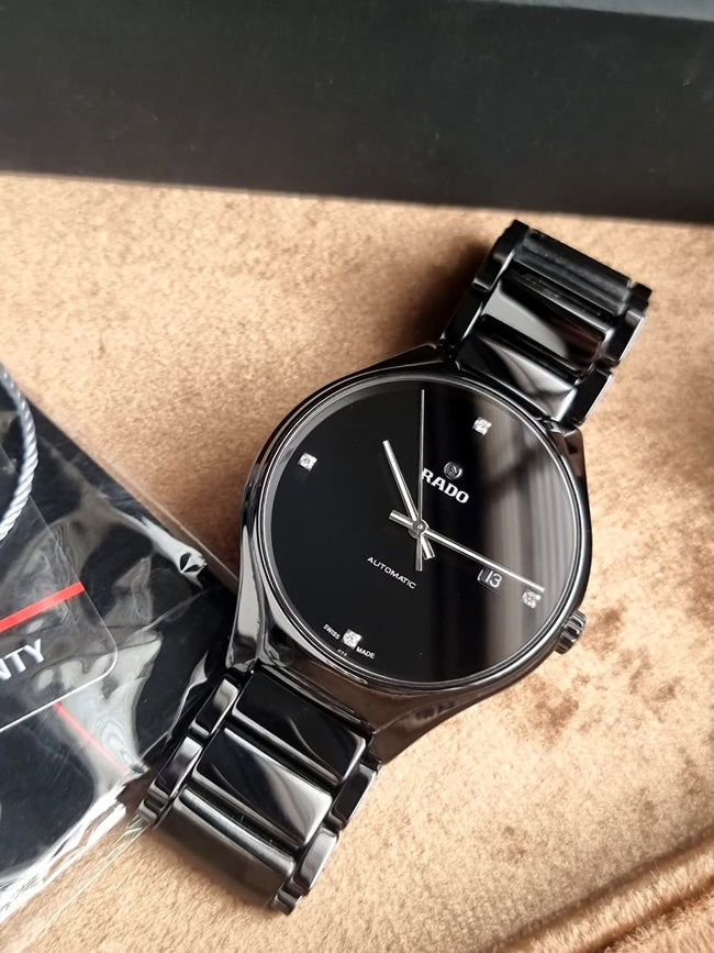 Rado True Round Diamonds Black Dial Black High-Tech Ceramic Quartz Unisex Watch R27238722 Hover Image