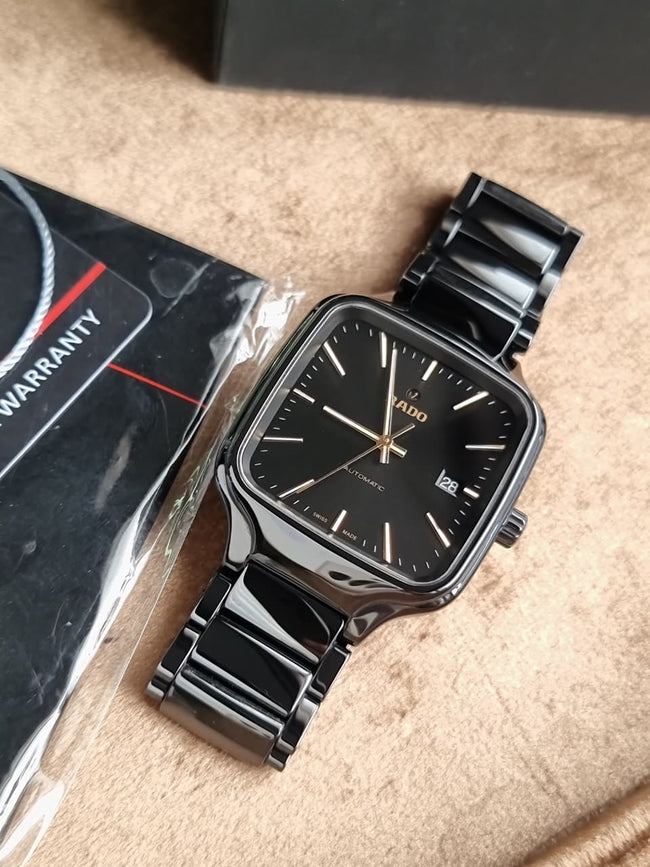 Rado True Square Black Dial Black High-Tech Ceramic Ladies Quartz Watch R27080162 Hover Image