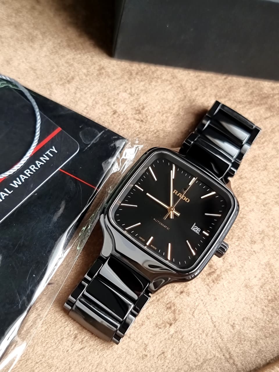 Rado True Square Black Dial Black High-Tech Ceramic Ladies Quartz Watch R27080162
