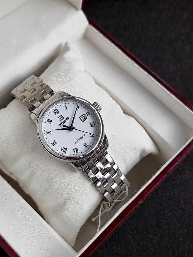 Binger white dial Silver Chain Automatic Ladies Watch Main Image