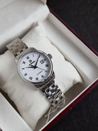 Binger white dial Silver Chain Automatic Ladies Watch