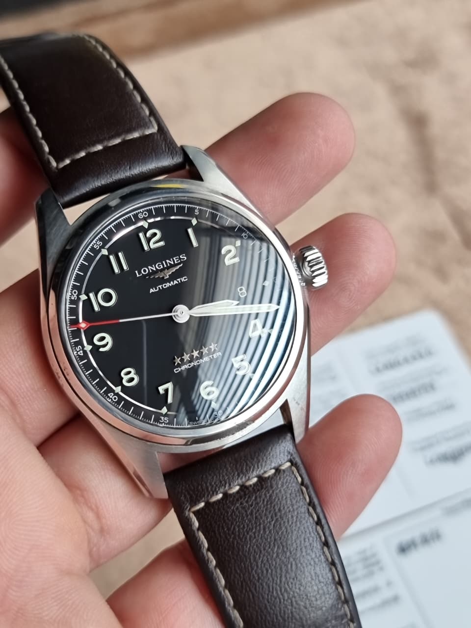 Longines Spirit Automatic Chronometer 37mm Black Dial Brown Leather Men's Watch L3.410.4.53.0