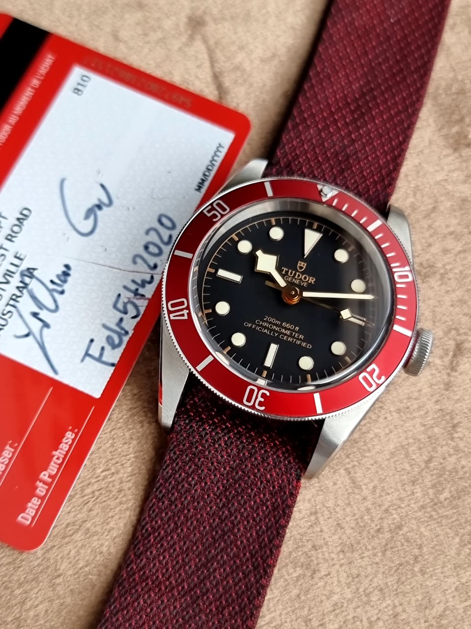 Tudor Heritage Black Bay Burgundy Bezel Black Dial Stainless Steel Automatic Men's Watch 79230R