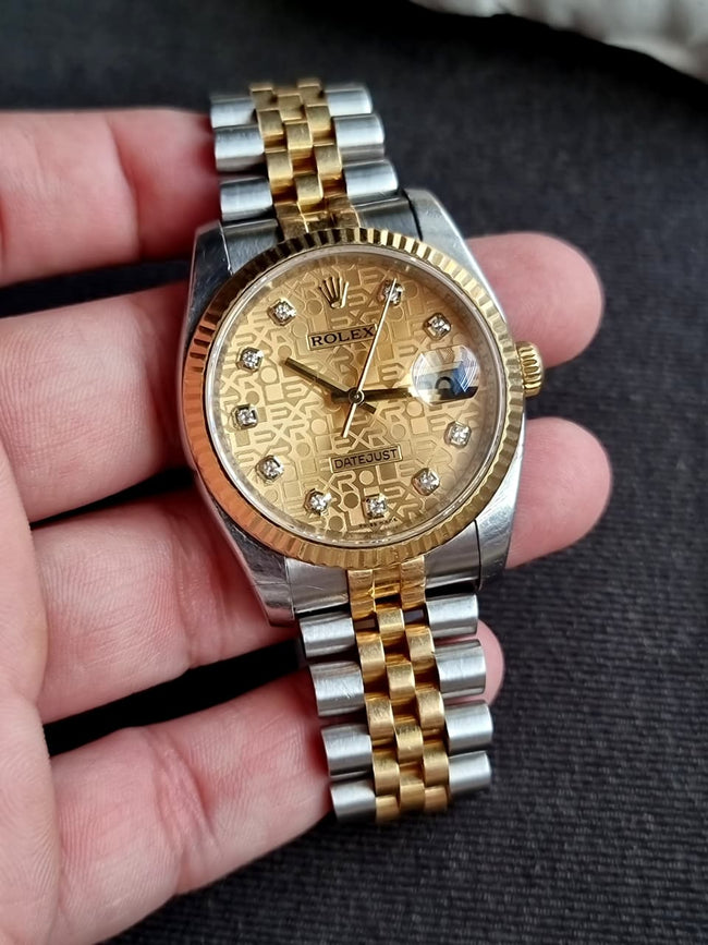 Rolex Datejust 36 Champagne Dial Two-Tone Stainless Steel & 18K Yellow Gold Automatic Men's Watch 16233 Hover Image
