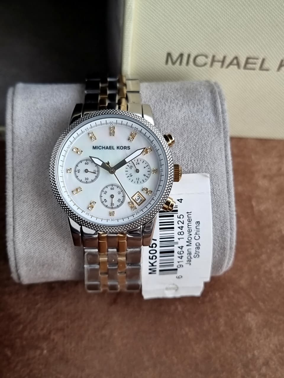 Michael Kors Jet Set Two-Tone Mother of Pearl Dial Chronograph Quartz Ladies Watch MK5057