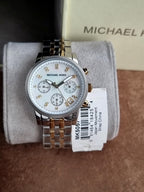 Michael Kors Jet Set Two-Tone Mother of Pearl Dial Chronograph Quartz Ladies Watch MK5057
