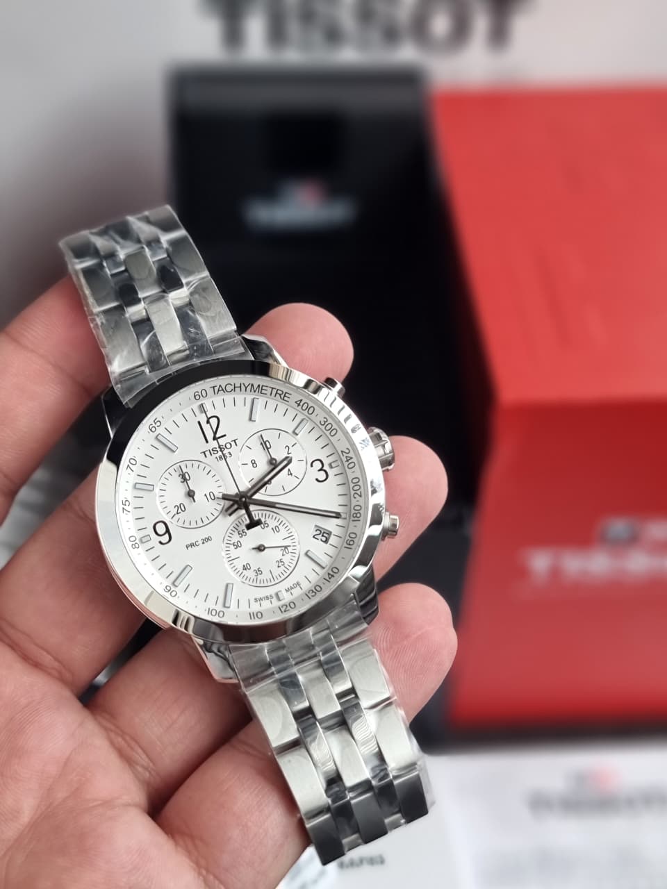 Tissot PRC 200 Chronograph Silver Dial Stainless Steel Men's Quartz Watch T114.417.11.037.00