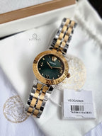 Versace Daphnis Two-Tone Green Dial Stainless Steel Ladies Quartz Watch VEOCA0424
