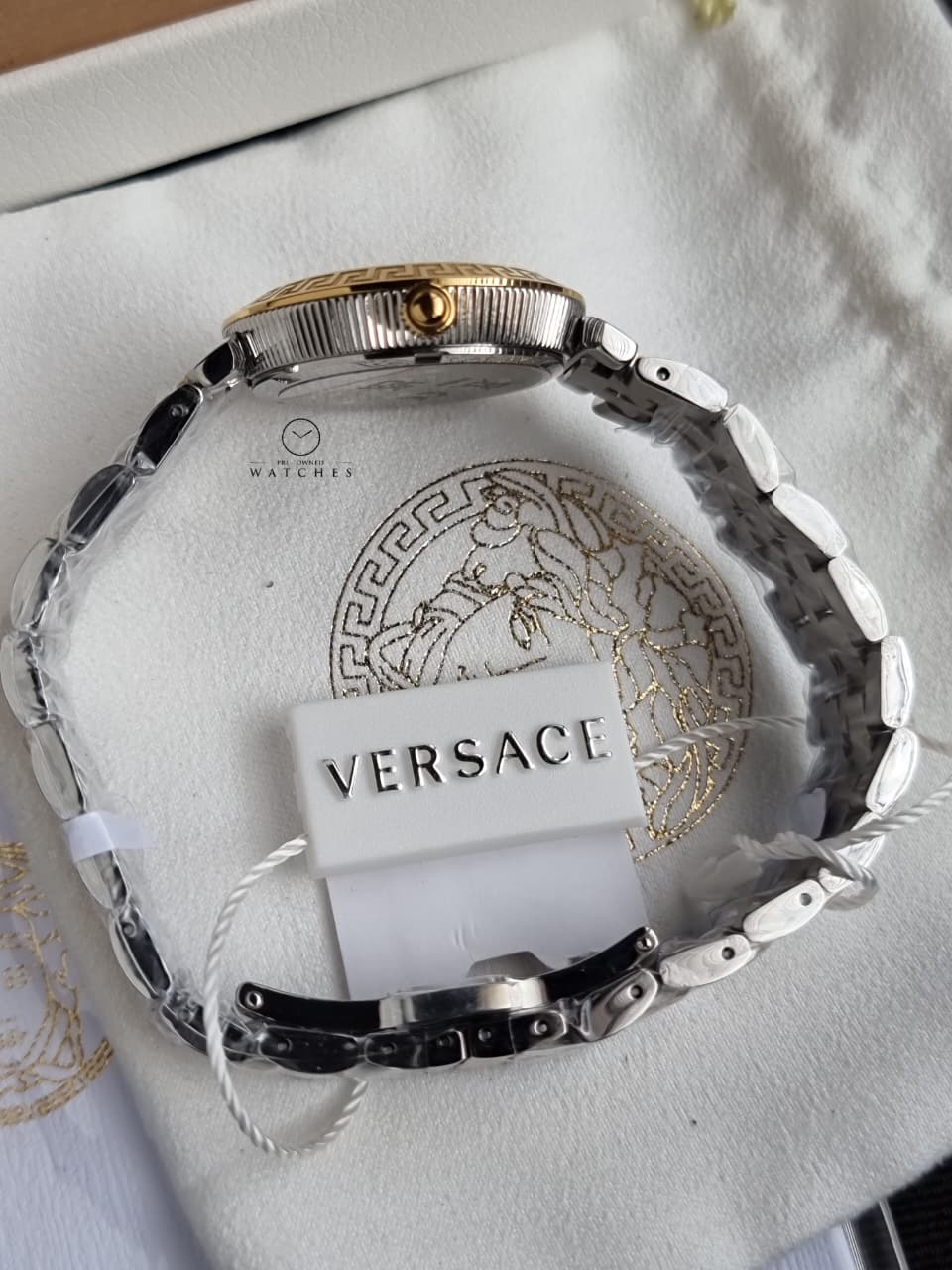 Versace Daphnis Two-Tone Green Dial Stainless Steel Ladies Quartz Watch VEOCA0424