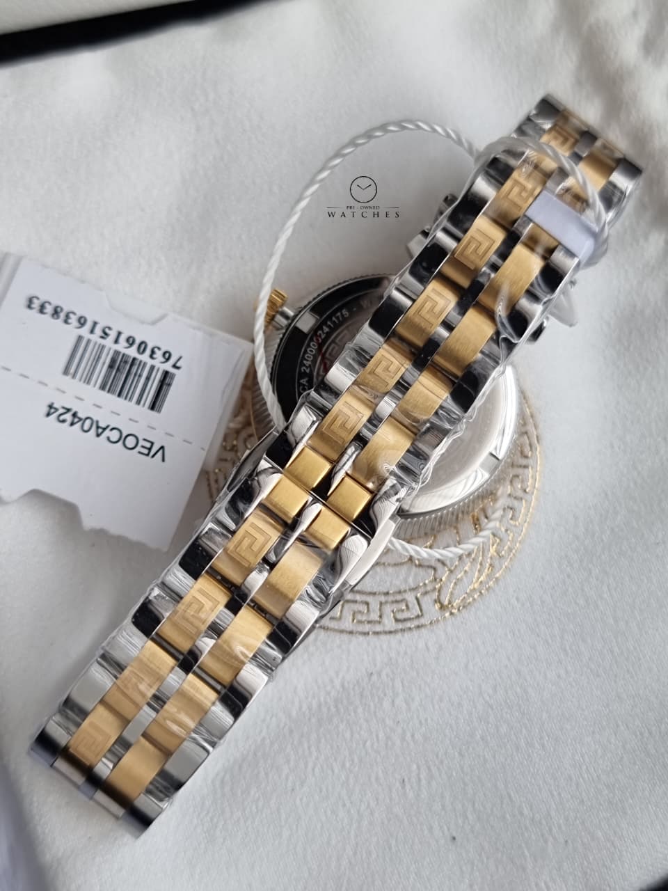 Versace Daphnis Two-Tone Green Dial Stainless Steel Ladies Quartz Watch VEOCA0424
