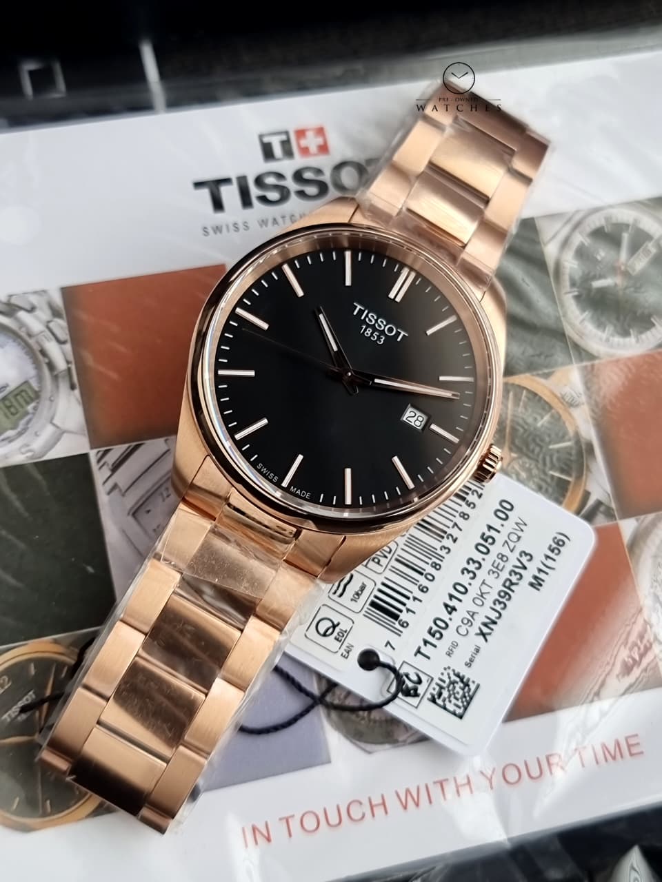 Tissot PR 100 40mm Black Dial Rose Gold PVD Stainless Steel Men's Quartz Watch T150.410.33.051.00