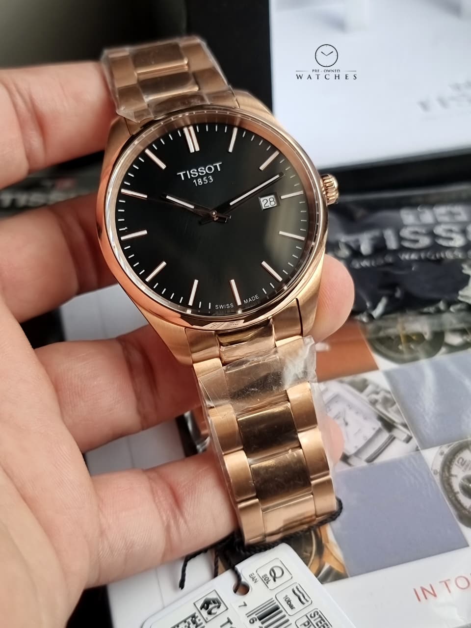 Tissot PR 100 40mm Black Dial Rose Gold PVD Stainless Steel Men's Quartz Watch T150.410.33.051.00