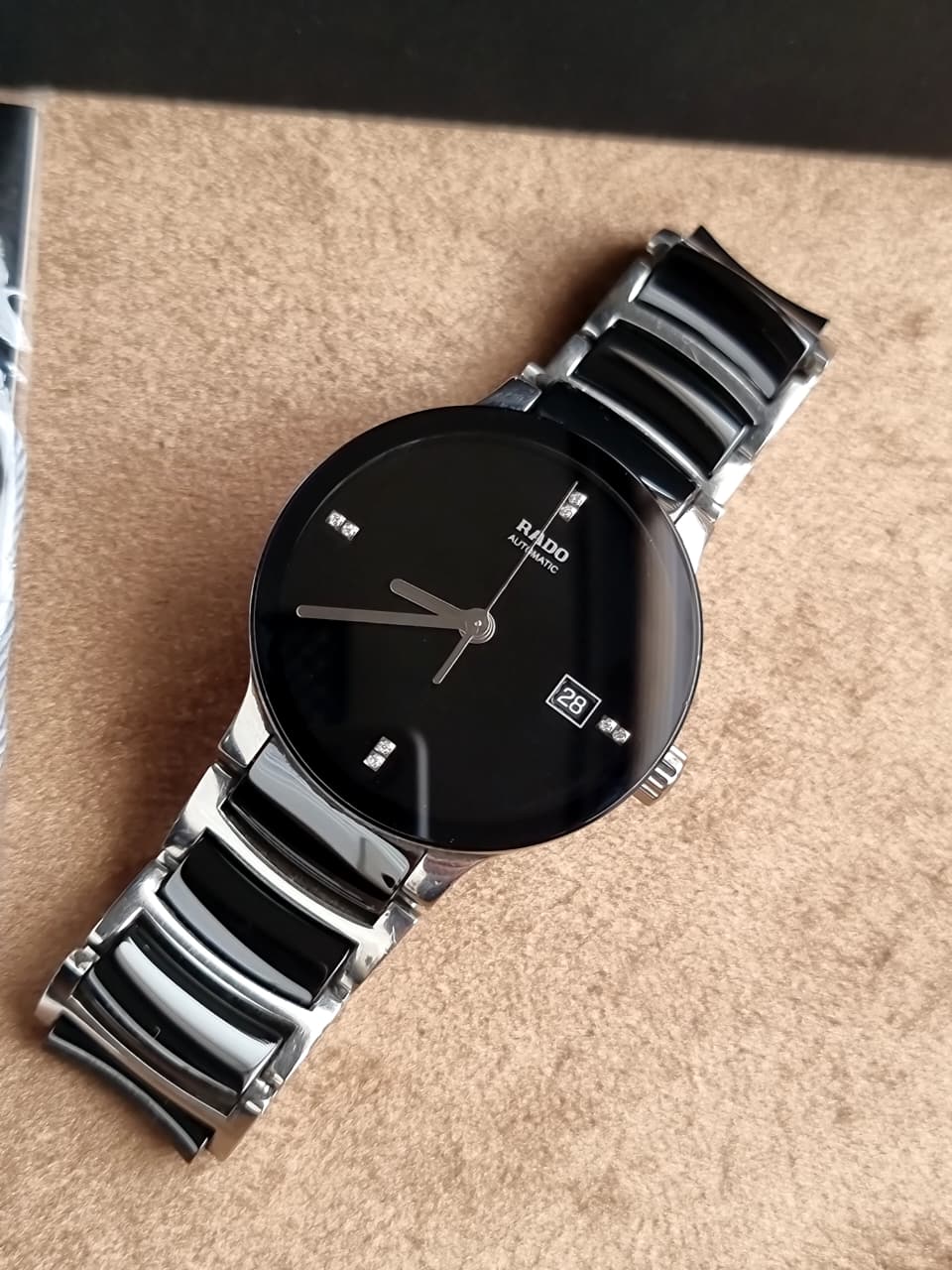 Rado Centrix Jubile Diamonds Black Dial Two-Tone Stainless Steel & Ceramic Automatic Men's Watch R30941702