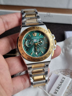 Versace Greca Extreme Chronograph Green Dial Two-Tone Stainless Steel Men's Quartz Watch VE7H00523