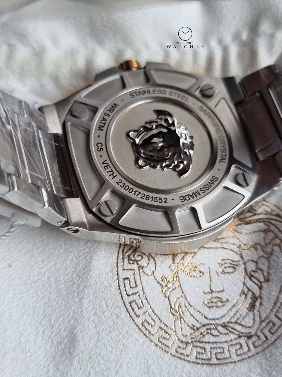 Versace Greca Extreme Chronograph Green Dial Two-Tone Stainless Steel Men's Quartz Watch VE7H00523