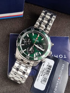 Tommy Hilfiger TH85 Green Dial Stainless Steel Chronograph Quartz Men's Watch 1792214