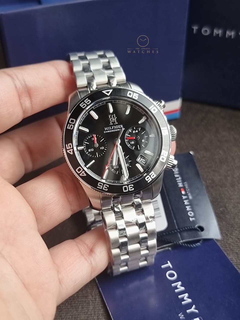 Tommy Hilfiger TH85 Chronograph Black Dial Stainless Steel Men's Quartz Watch 1792156