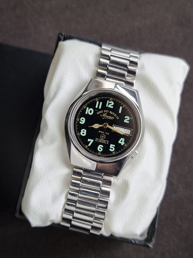 West End Watch Co. Sowar Prima 36mm Black Dial Stainless Steel Automatic Men's Watch Hover Image