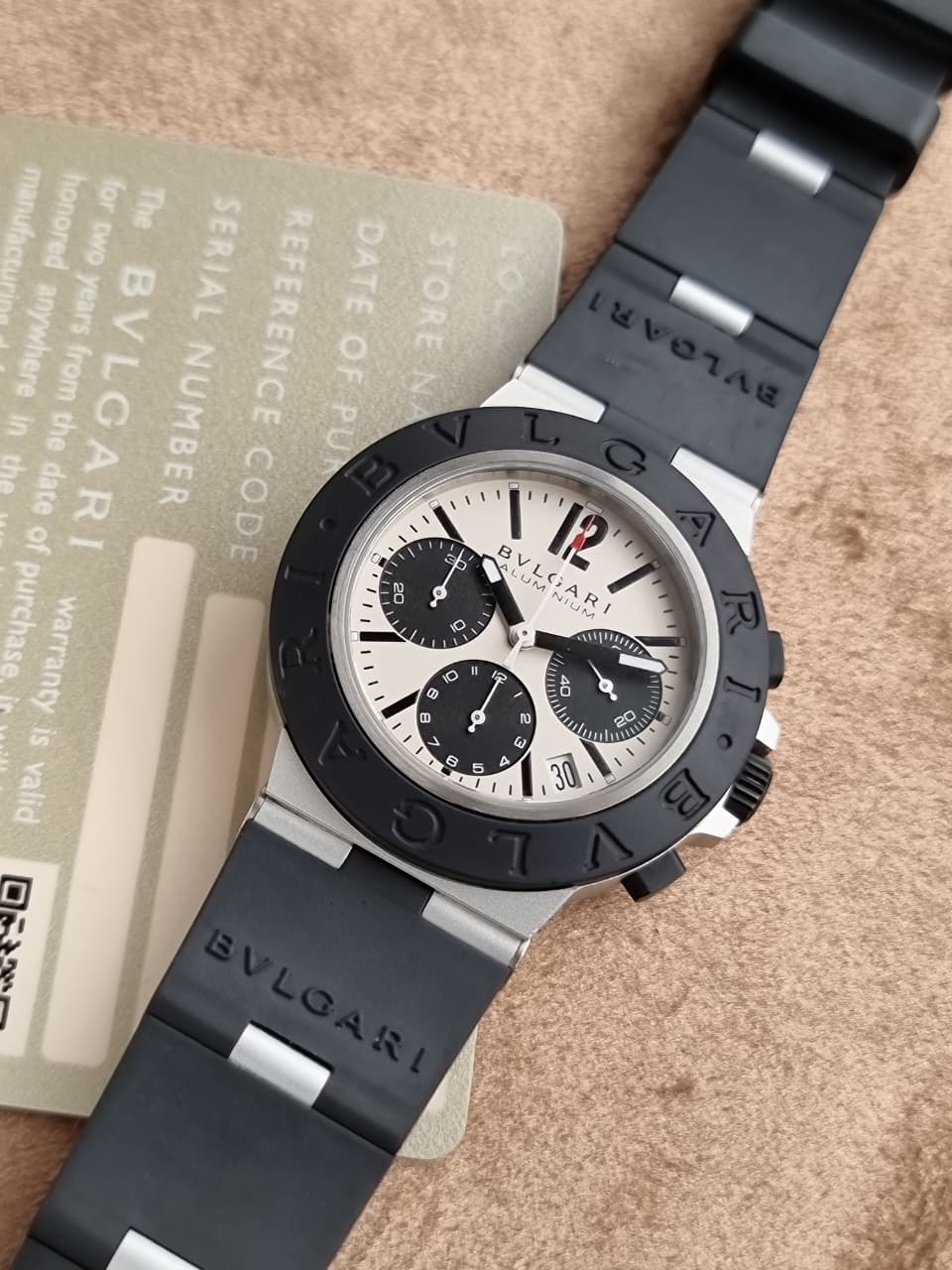 Bvlgari Aluminium Chronograph 40mm Grey Dial Black Rubber Automatic Men's Watch BB40ATCH 103383