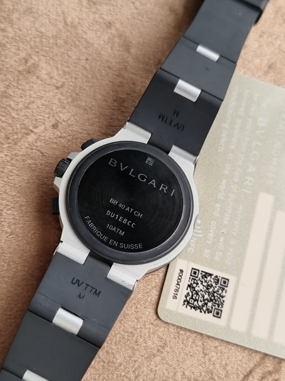 Bvlgari Aluminium Chronograph 40mm Grey Dial Black Rubber Automatic Men's Watch BB40ATCH 103383