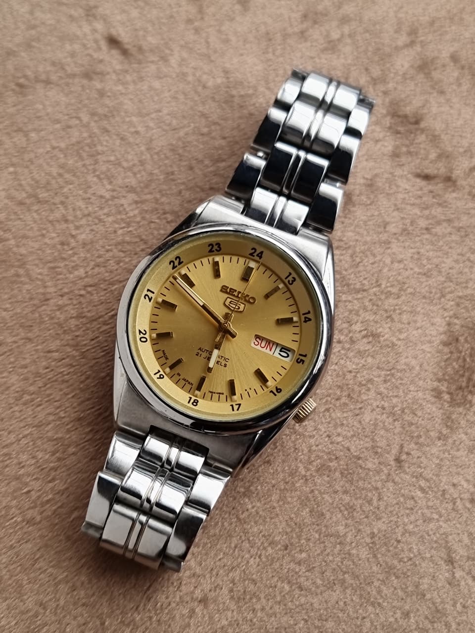Seiko 5 Automatic Golden Dial Stainless Steel Men's Watch