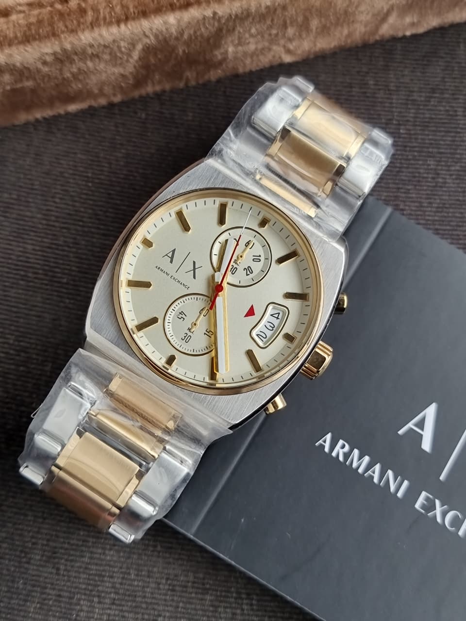 Armani Exchange Oliver Chronograph Men's Watch AX2821 – Two-Tone Stainless Steel, Cream Dial